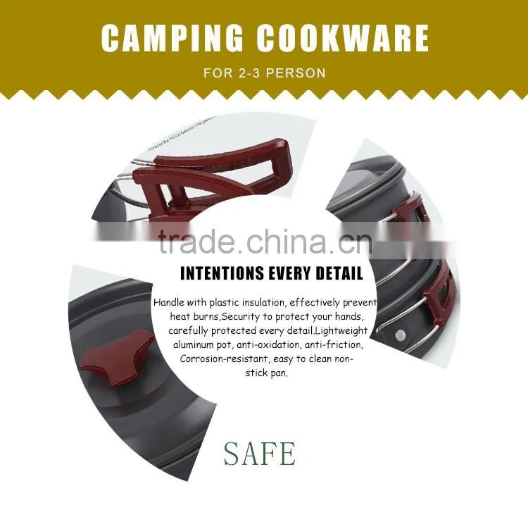 17pcs Lightweight Outdoor Camping Hiking Cookware Backpacking Cooking Picnic Bowl Pot Pan Set