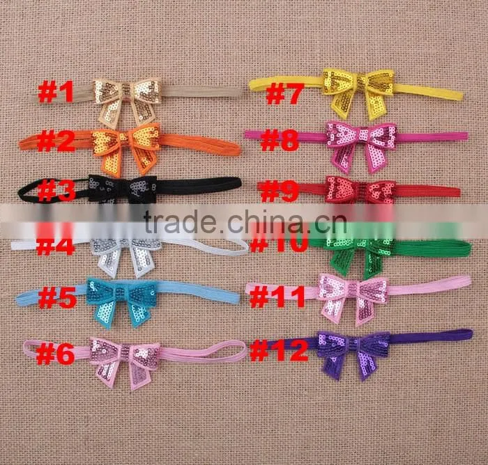 Fashion girls sequin big bow hairbands cute infant toddler girls headwear kids hair accessory wholesales mixed colors