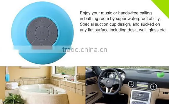 2015 Portable Waterproof Bluetooth Speaker Shower speaker Car Handsfree Receive Call & Music Suction Phone