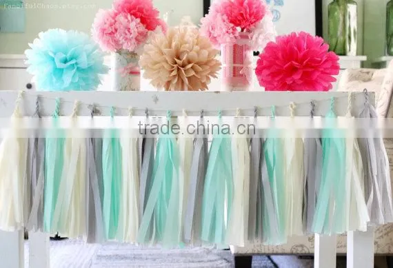 New years eve decoration handmade TISSUE PAPER TASSEL GARLAND