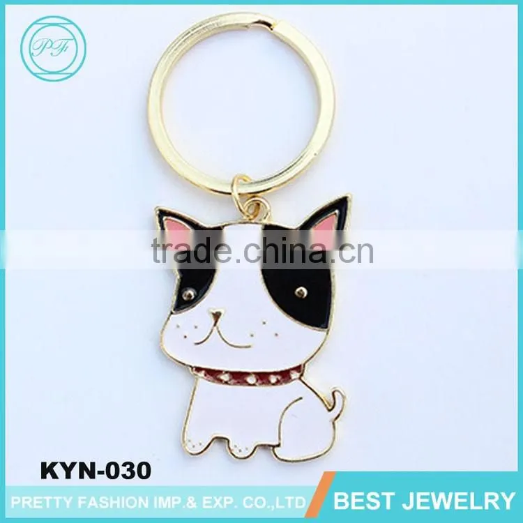 China Wholesale Fashion Lovely Printing Yellow Dog Key Chain Metal Key Ring Manufactures