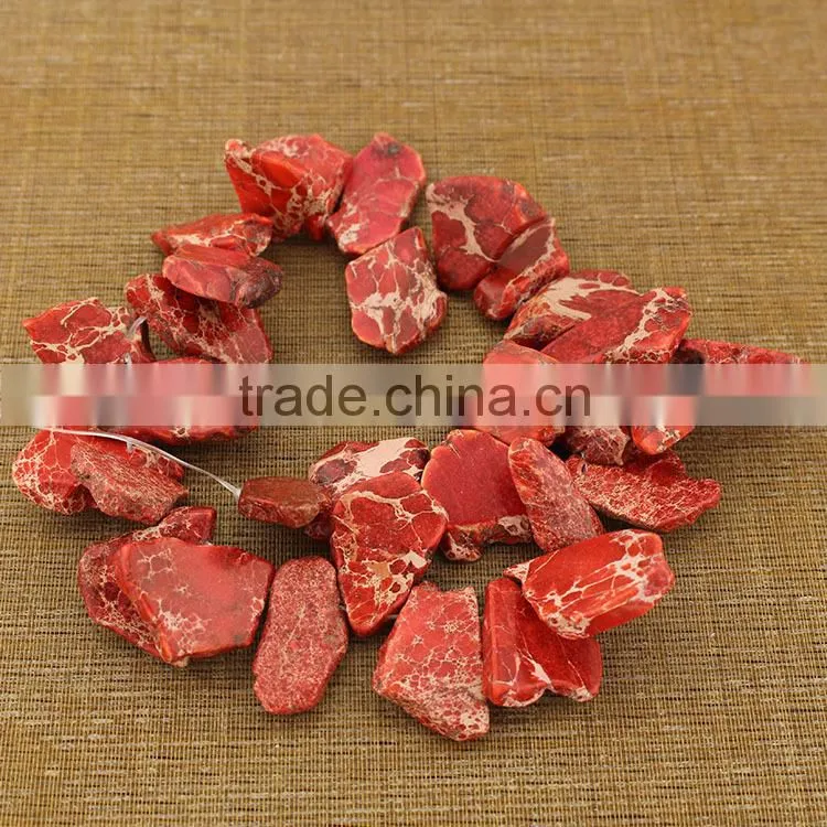 SM3112 Wholesale top drilled aqua blue imperial jasper teardrop slab slice beads