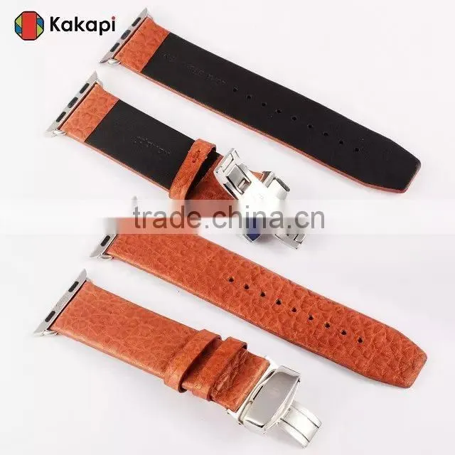 Kakapi Double Buckle Genuine Leather Watch Band Wrist Strap With Watchband Converter For 42MM Apple Watch MT-3914