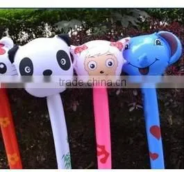 Pvc inflatable child toy animal head long stick