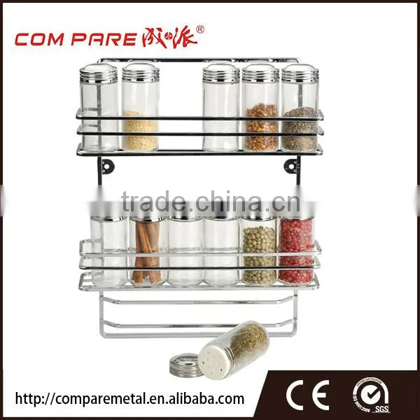 Kitchen chrome plated hanging spice jar rack