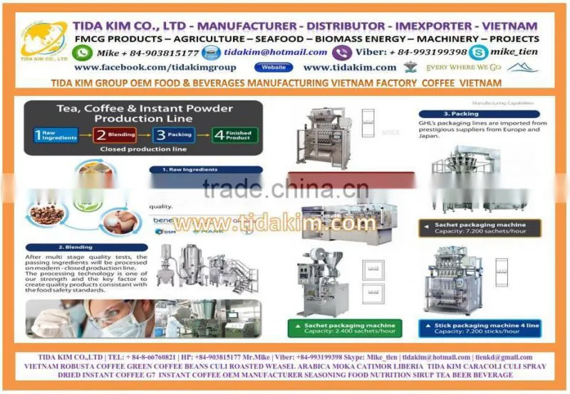 100% ROASTED ARABICA - INSTANT COFFEE - OEM MANUFACTURER TIDA KIM - COFFEE BEAN