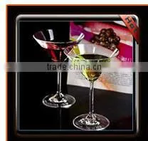 Blowning clear martini glass with heavy thick stem