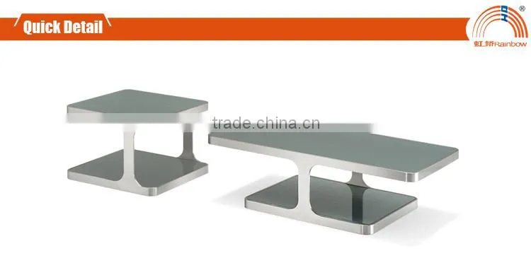CT-01ET-01 modern coffee table end table stainless steel table in glass tables