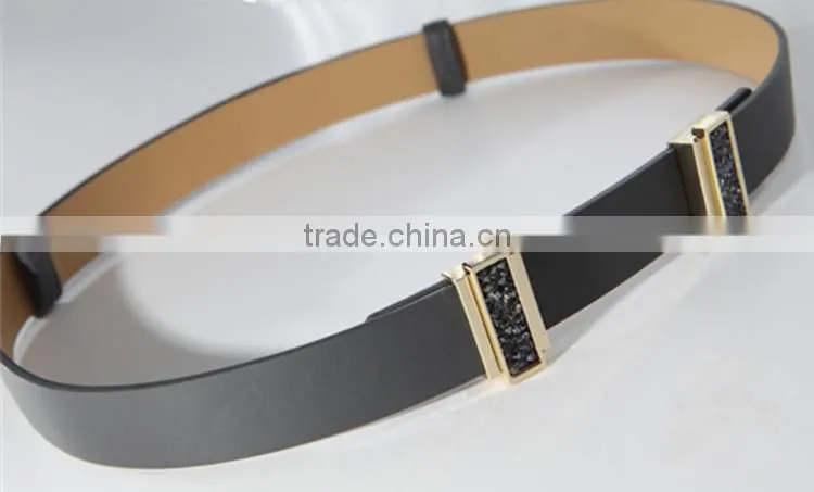 2016 fashion stylish wide size PU woman dress belt with two buckle