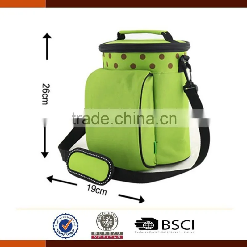 Outdoor Insulated Round Lunch Bag With Adjustable Shoulder Strap