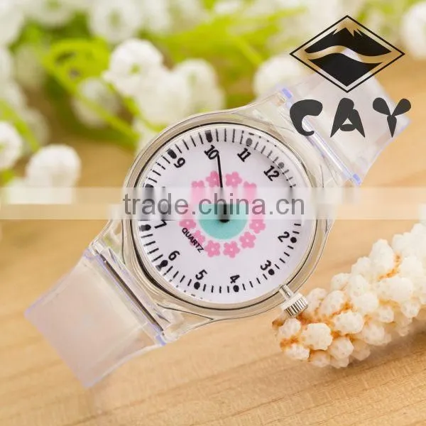 Stock! Newest Deisgn Hot Sale Younth High Quality Fashion Simple Star Transparent Plastic Kid Wrist Watch
