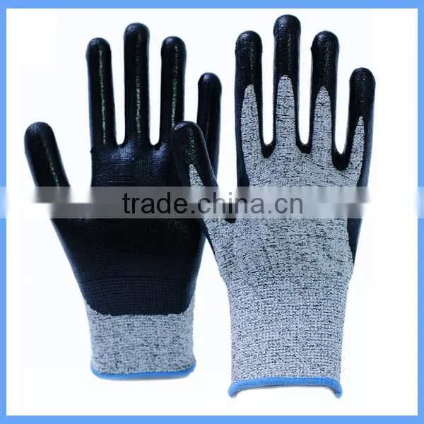 13 Gauge Bamboo Fiber Woven Crinkle Latex Rubber Work Gloves For Self Defense Safety