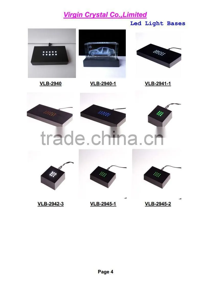 Wholesale New Arrival LED light rotating base with 3d crystal cube