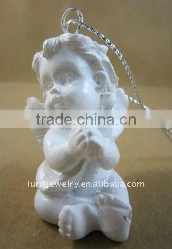 Beautiful resin baby figurine, home decoration, white resin angle