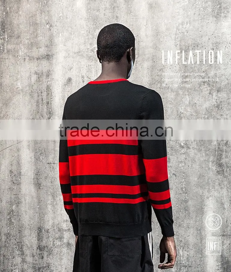 Men's Flat Stripe Knitted Sweater Teenager Pullover Sweater
