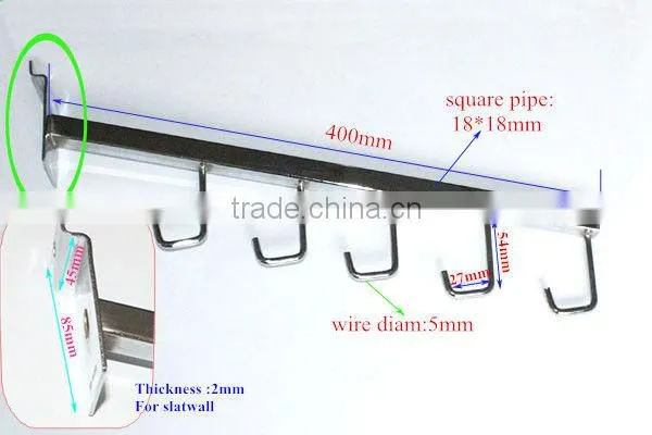 Slatwall waterfall arm small J hooks