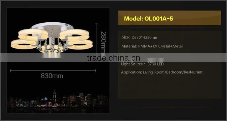 Elegant Ceiling Lights for Restaurant 5 Lights 220V Crystal Ceiling Lamp