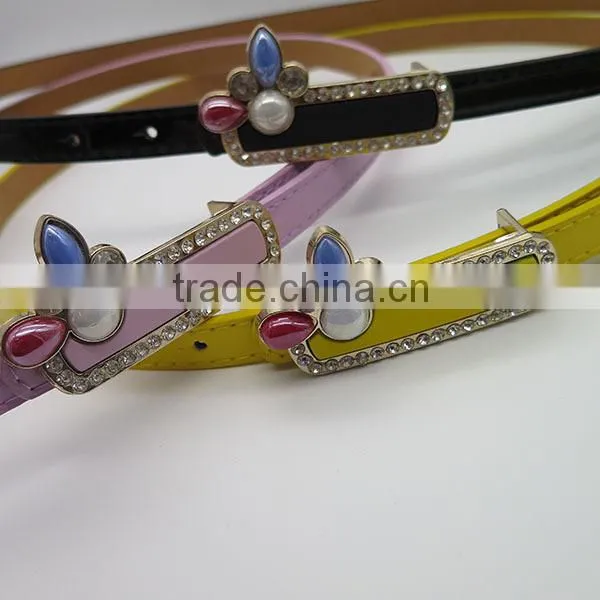 Lady's fashion colorful skinny belt with diamond for dress