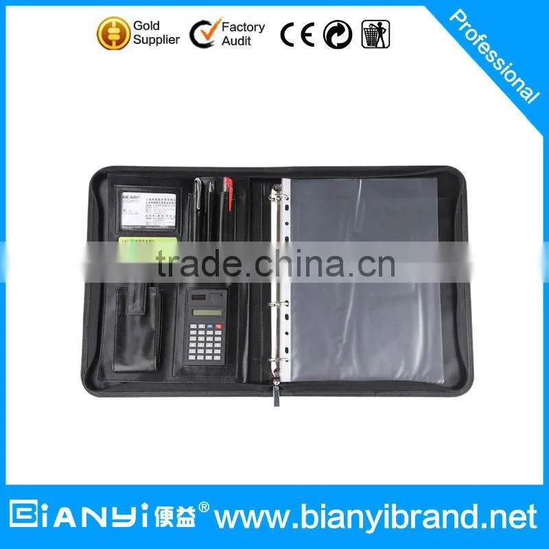 2015 Multifunctional Soft A4 Magnetism leather portfolio with ring binder