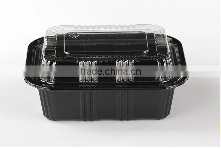 black plastic rectangle food container / disposable sushi box /plastic storage box