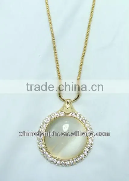 18K Gold Plating Chains necklace & crystal Cat-eyes stone necklace LN015-3