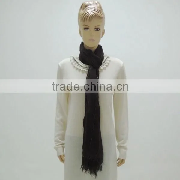 TY29 Fashion Ladies' Winter Grey Colour Cotton&Acrylic Long Scarf With Tassels