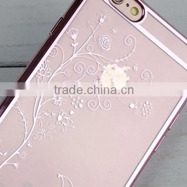 C&T Transparent Plating TPU Bling Rhinestone Cell Phone Case For iPhone 6s