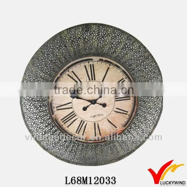 Round quality wall decoration metal wall clocks antique