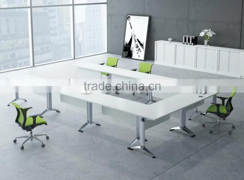 2016 Liansheng white MFC conference folding table for board room
