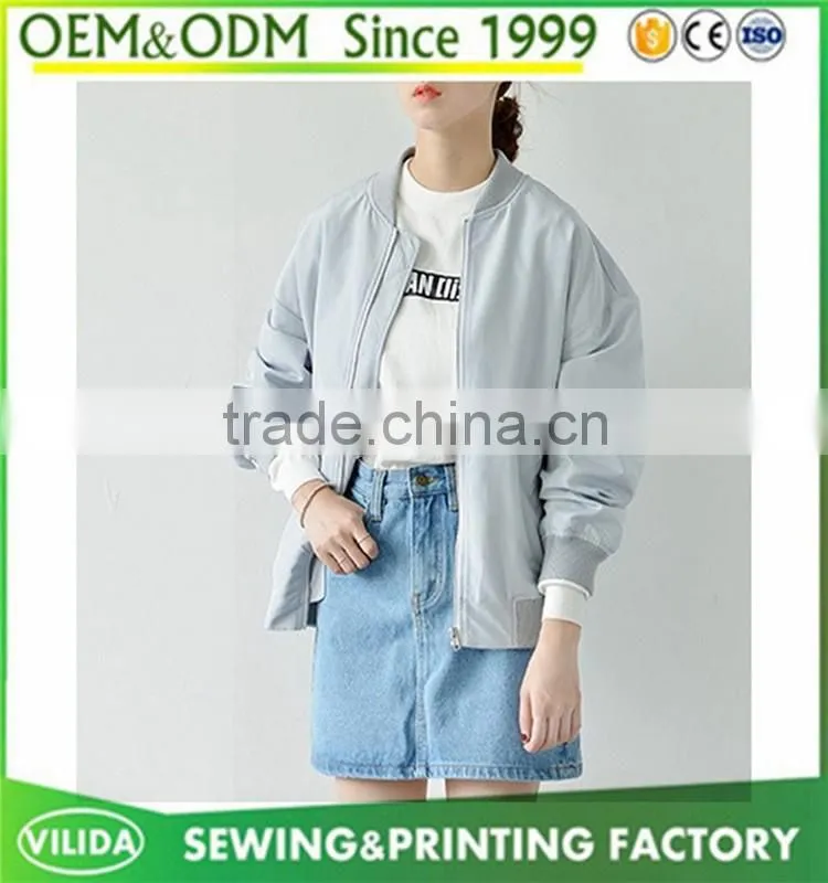 New arrival high quality long sleeve baseball uniform style girl overcoat jacket