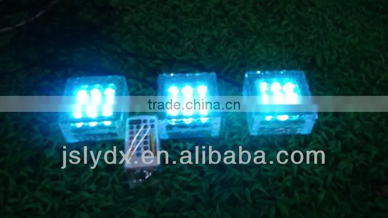 Low voltage LED ice glass brick light RGB with remote-controller(10*10*5cm 3 pieces per set))