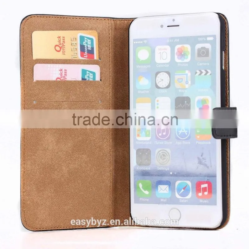 Factory Book Excellant Fold Flip Real Leather Cover Case for Apple iPhone 6 plus 5.5' inch