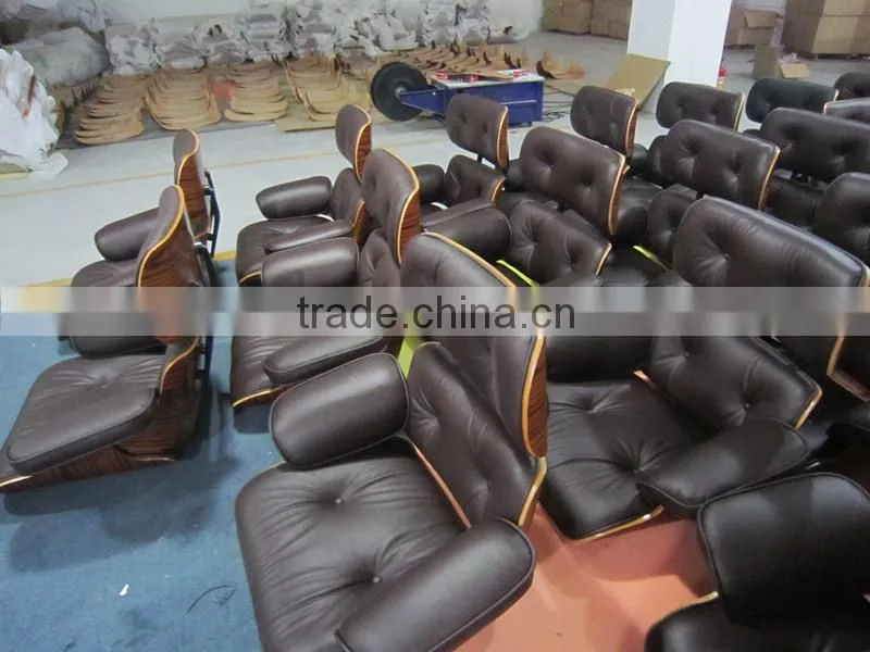 CAL 117 Fireproof Standard Top Grade Brown Leather Recliner Chair with Rosewood