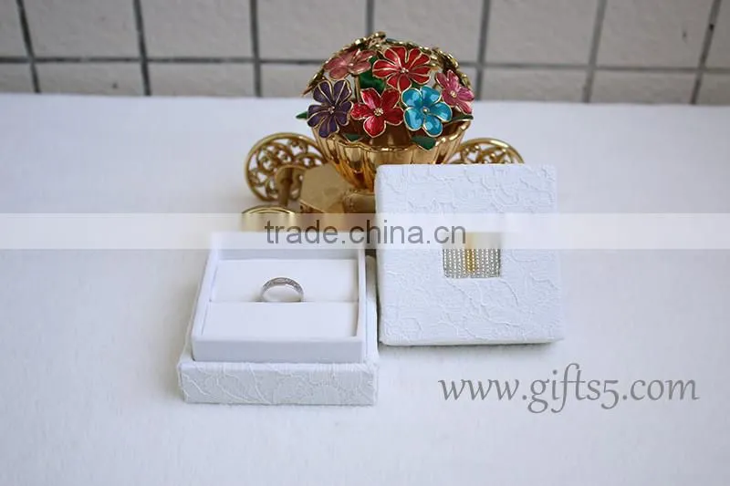 Handmade Elegant wedding ring box with beaded name plate of T