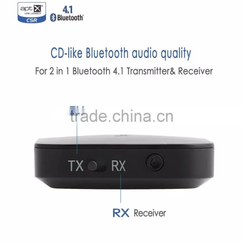 Wireless 2 in 1 transceiver bluetooth audio transmitter receiver for TV,headphone,speaker