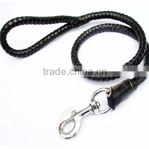 Fashion Round Braided Genuine Leather Dog Chain Leashes