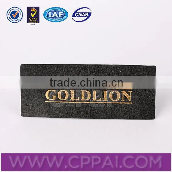 Black leather gold letter printed clothing label