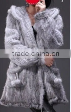 2015 hot selling genuine knitted mink fur coat for women MC21