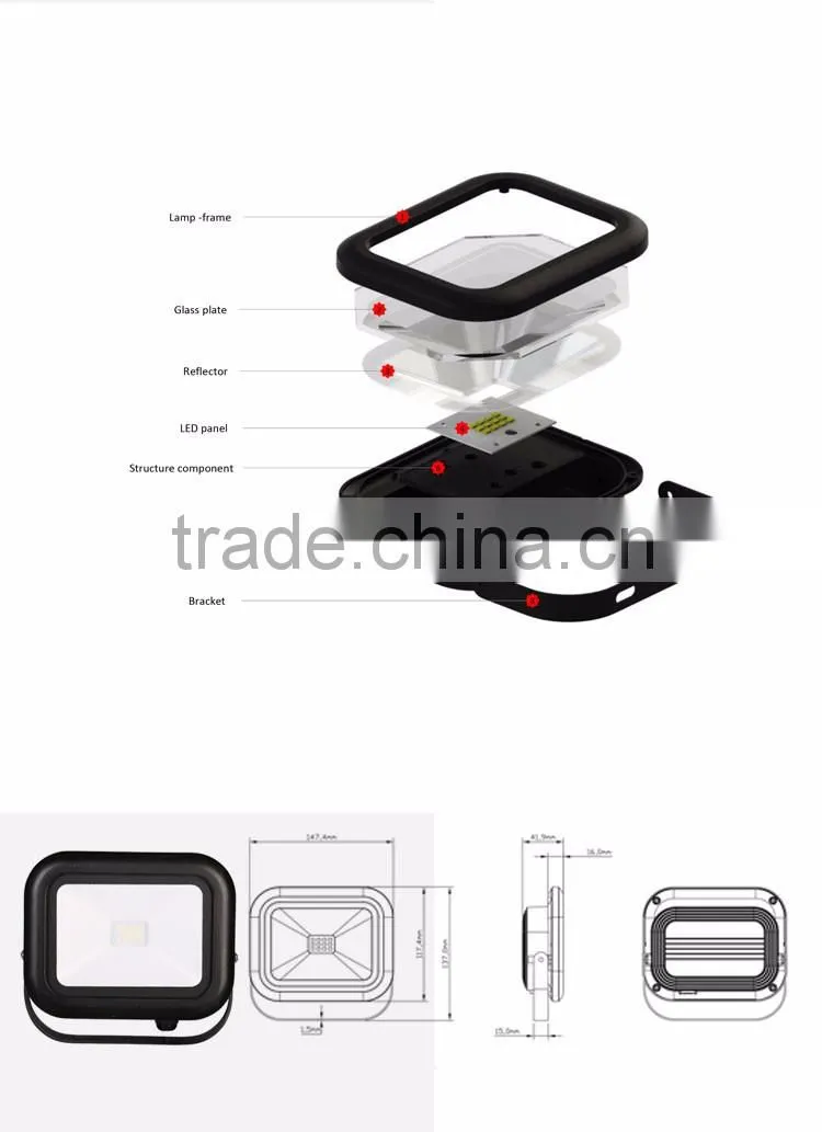 Smart 10W LED Floodlight with 0.3m H05RN-F 2G1.0mm2 cable