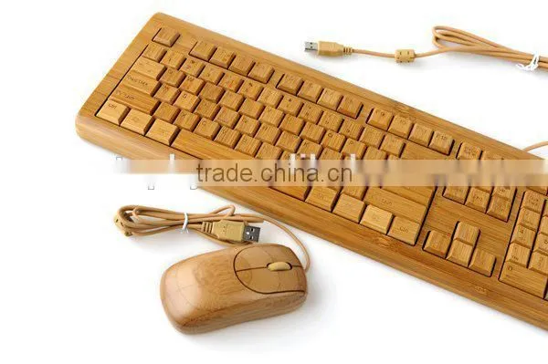 Factory supply 100% Bamboo Handcrafted Keyboard and Mouse Combo, wired and wireless style both available
