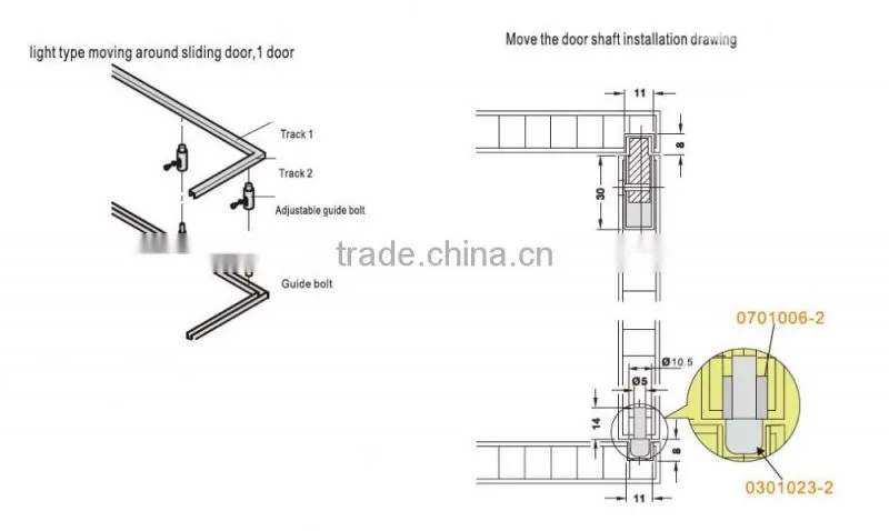 sliding door accessories for light type moving around sliding door