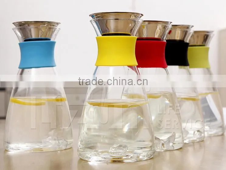 35 Oz Glass Drip-free Carafe with Stainless Steel Silicone Flip-top Lid, Glass Water Pitcher, Glass Fridge Carafe, Ice Tea Maker