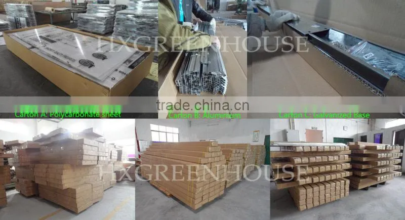 latest 6mm polycarbonate sheet aluminium greenhouse HX66125-5