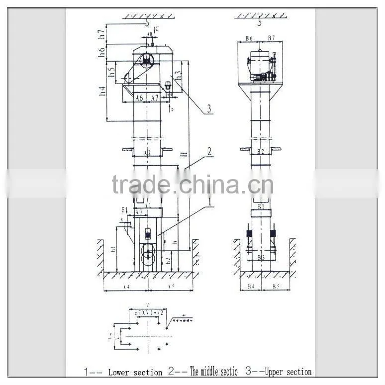 Long working life grain bucket elevator machine for sale