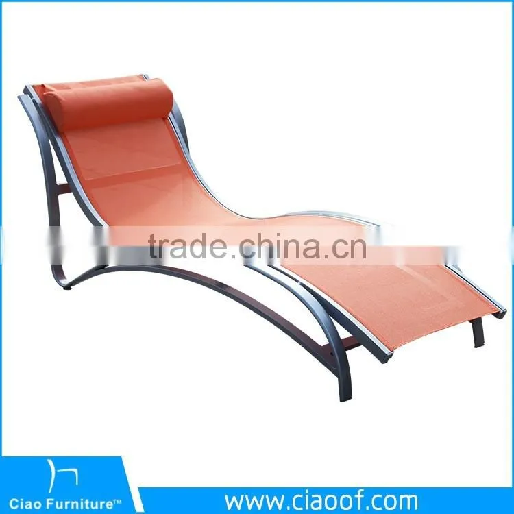Modern Poolside Aluminum Frame Mesh Sun Lounger