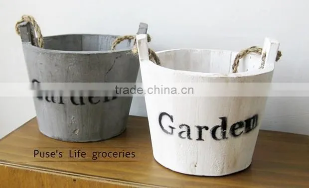 Creative wooden fleshy flowerpot small hanging wood barrel planter