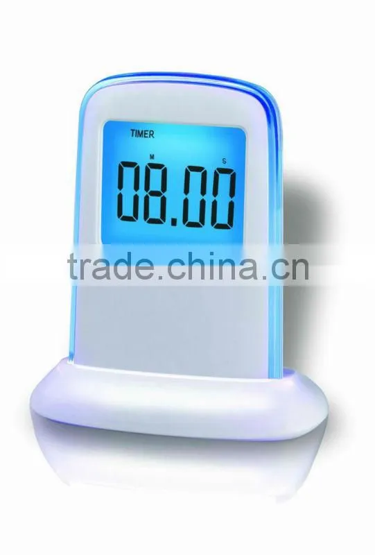 Promotional Push Panel 7-Color Changing LCD Clock
