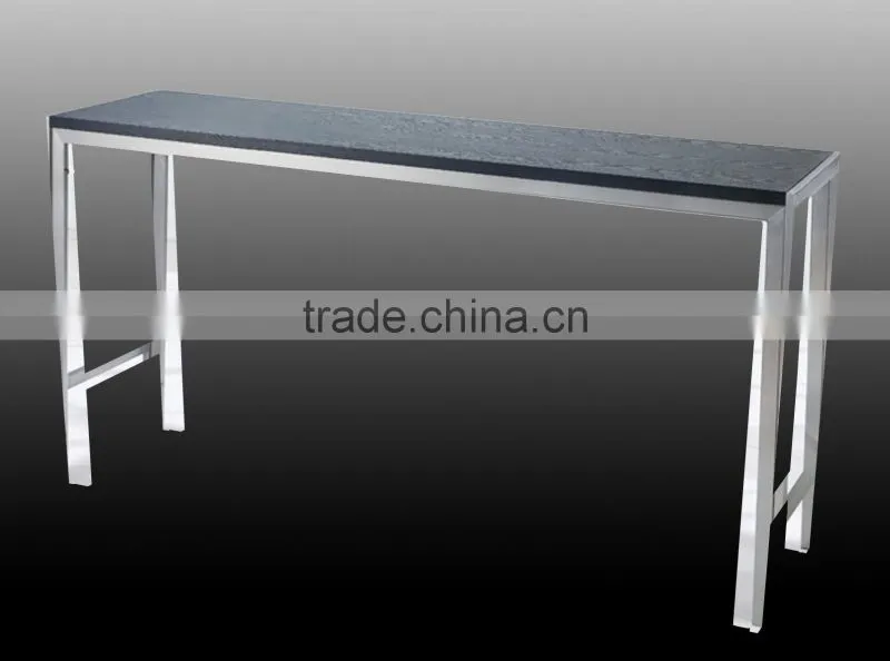 high quality brushed stainless steel bar table with tempered top or wood top LQ- BT102S
