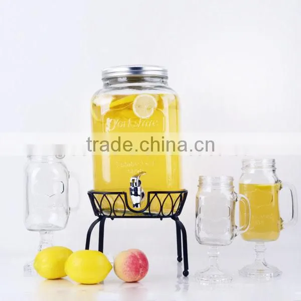 Well Garden Decor Drinking Dispener with Metal Ice Bucket Stand set