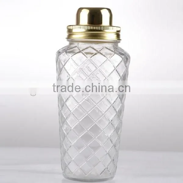 30oz machine made glass bottle decorative jars mix glass electroplate lid shaker